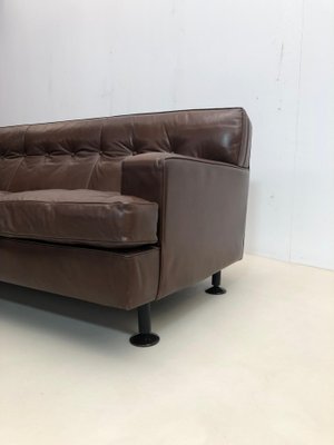 Mid-Century Square Sofa in Brown Leather by Marco Zanuso for Arflex, 1960s-FGA-1231588