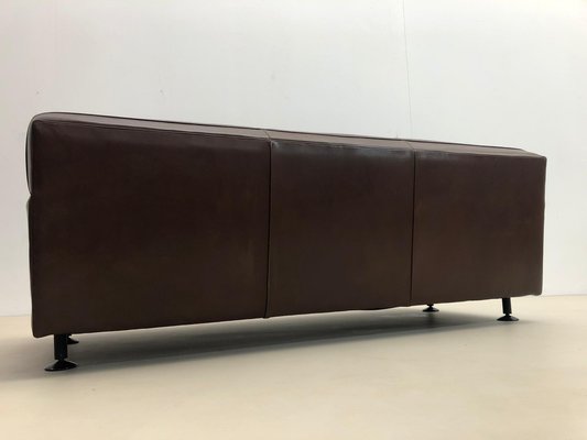 Mid-Century Square Sofa in Brown Leather by Marco Zanuso for Arflex, 1960s-FGA-1231588