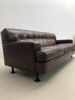 Mid-Century Square Sofa in Brown Leather by Marco Zanuso for Arflex, 1960s-FGA-1231588