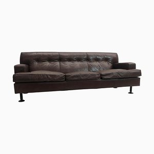 Mid-Century Square Sofa in Brown Leather by Marco Zanuso for Arflex, 1960s-FGA-1231588