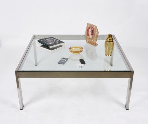 Mid-Century Squared Steel Tau Coffee Table by Gae Aulenti for La Rinascente, 1970s-JDR-1236408