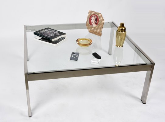 Mid-Century Squared Steel Tau Coffee Table by Gae Aulenti for La Rinascente, 1970s-JDR-1236408