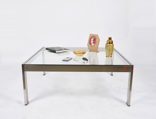 Mid-Century Squared Steel Tau Coffee Table by Gae Aulenti for La Rinascente, 1970s-JDR-1236408