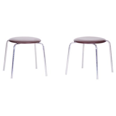 Mid-Century Steel and Leatherette Stools, 1960s, Set of 2-WHY-1071412