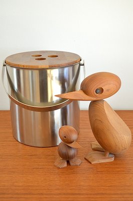 Mid-Century Steel and Teak Cylinda Line Ice Bucket by Arne Jacobssen for Stelton, 1960s-OV-726390