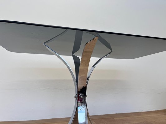 Mid-Century Steel Chrome and Smoked Glass Dining Table, 1975-TZ-1802515