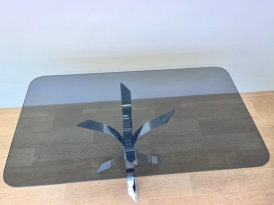 Mid-Century Steel Chrome and Smoked Glass Dining Table, 1975-TZ-1802515