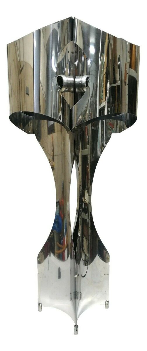 Mid-Century Steel Sculpture Floor Lamp by Francois Monnet for Uginox, 1970s