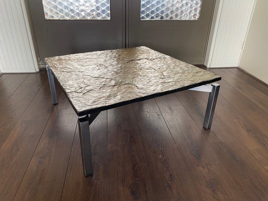 Mid-Century Steel & Slate Coffee Table-DE-743993