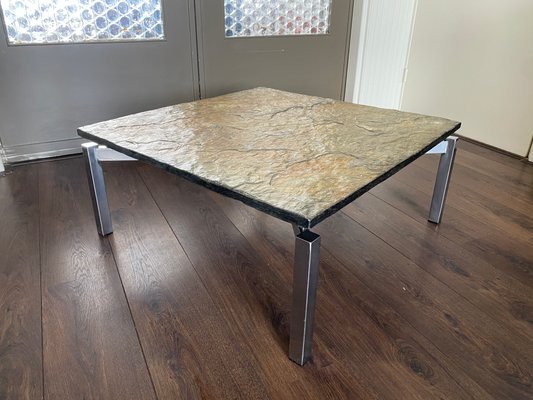 Mid-Century Steel & Slate Coffee Table-DE-743993