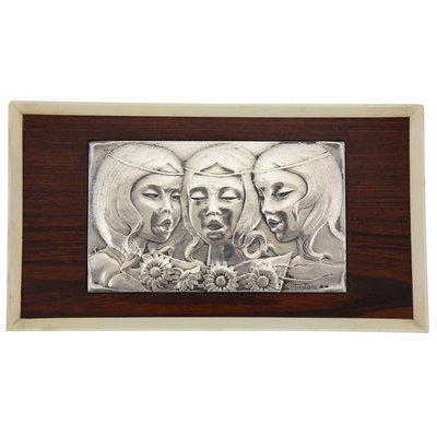 Mid-Century Sterling Silver Singing Girls Wall Panel from Ottaviani, 1960s-KTN-569861