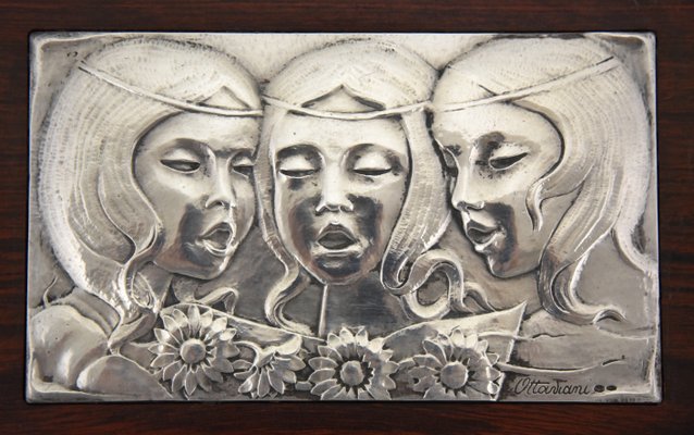 Mid-Century Sterling Silver Singing Girls Wall Panel from Ottaviani, 1960s-KTN-569861