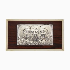 Mid-Century Sterling Silver Singing Girls Wall Panel from Ottaviani, 1960s-KTN-569861