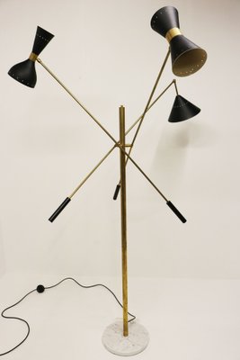 Mid-Century Stilnovo Style Floor Lamp in Carrara Marble & Black Brass, 1950s-WIP-1355170