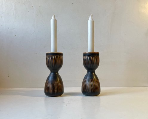 Mid-Century Stoneware Candlesticks by Gerd Bøgelund for Royal Copenhagen, 1960s, Set of 2-LCR-1091800