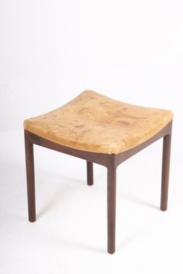 Mid-Century Stool in Patinated Leather Denmark, 1960s-FK-1284325