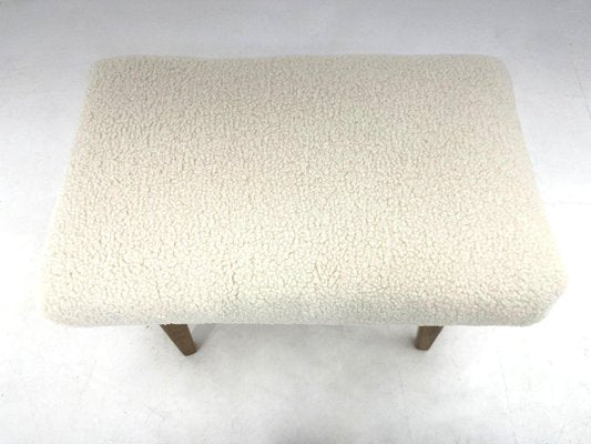 Mid-Century Stool in Sheep Skin Fabric, 1970s-TZ-1383604