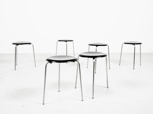 Mid-Century Stools in Black by Arne Jacobsen for Fritz Hansen, 1964, Set of 6-MF-1765671