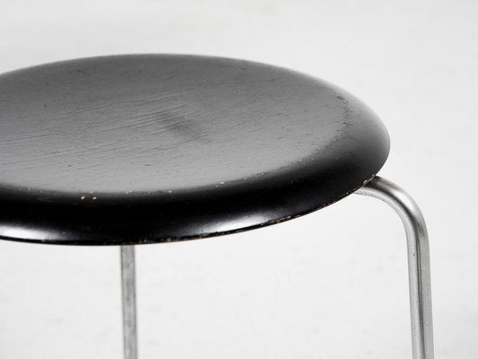 Mid-Century Stools in Black by Arne Jacobsen for Fritz Hansen, 1964, Set of 6-MF-1765671