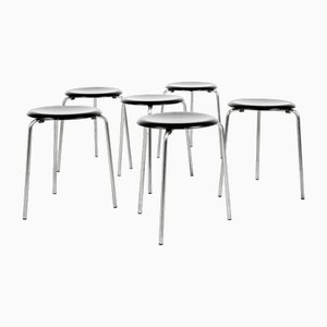 Mid-Century Stools in Black by Arne Jacobsen for Fritz Hansen, 1964, Set of 6-MF-1765671