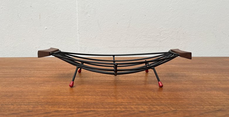 Mid-Century String Fruit Bowl with Teak Handle, 1960s-UAH-1705824