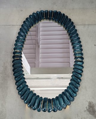 Mid-Century Style Italian Oval Mirror in Murano Glass and Brass, 2000-UH-1754603