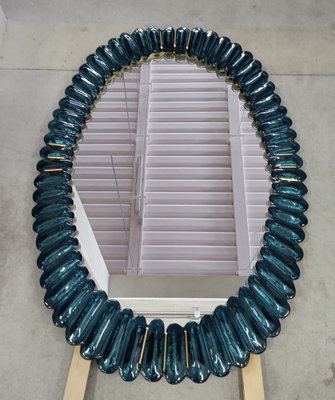 Mid-Century Style Italian Oval Mirror in Murano Glass and Brass, 2000-UH-1754603