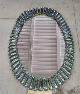 Mid-Century Style Oval Wall Mirror in Murano Glass and Brass, 2000s-UH-1754606