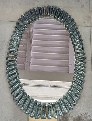 Mid-Century Style Oval Wall Mirror in Murano Glass and Brass, 2000s-UH-1754606