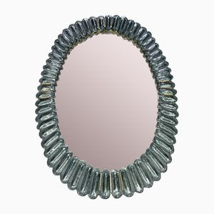 Mid-Century Style Oval Wall Mirror in Murano Glass and Brass, 2000s-UH-1754606