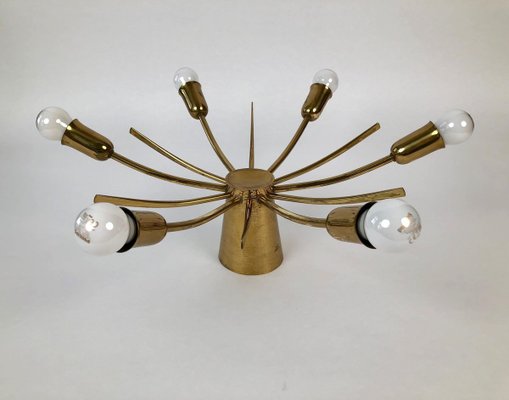 Mid-Century Sun Brass Ceiling Lamp, 1950s-BAF-763515