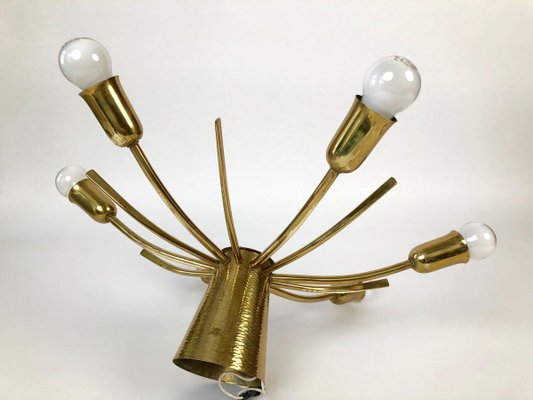 Mid-Century Sun Brass Ceiling Lamp, 1950s-BAF-763515