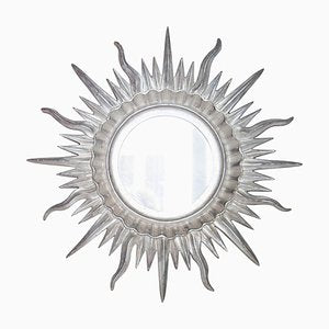 Mid-Century Sun Silver Wood French Mirror, 1960s-UZ-963618