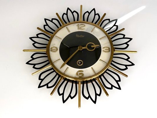 Mid-Century Sunburst Wall Clock from Müller, 1960s-ZCY-1785605