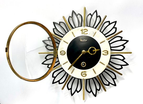 Mid-Century Sunburst Wall Clock from Müller, 1960s-ZCY-1785605