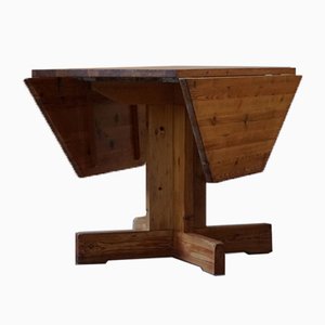 Mid-Century Swedish Asymmetrical Folding Flip Table in Pine, 1950s-MXF-1007409