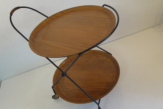 Mid-Century Swedish Bar Cart with Teak Tablet and String Frame by Paul Nagel for Jie Gantofta, 1960s