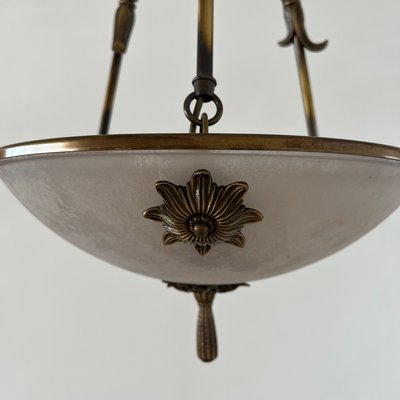 Mid-Century Swedish Brass and Frosted Glass Plafonnier Light-JRP-1436409