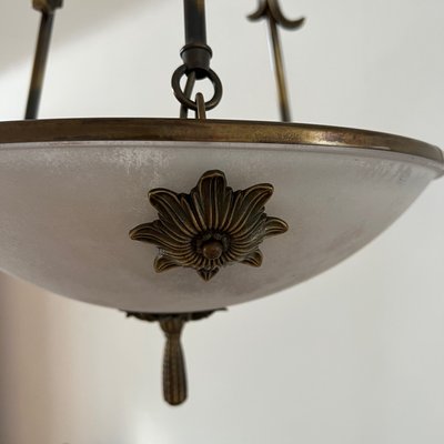 Mid-Century Swedish Brass and Frosted Glass Plafonnier Light-JRP-1436409