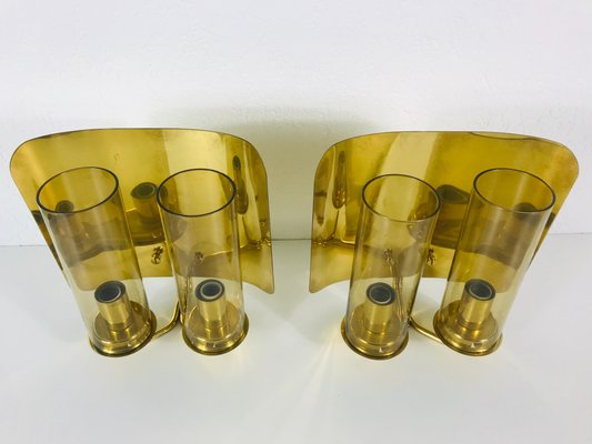 Mid-Century Swedish Brass Sconces from Hans-Agne Jakobsson AB Markaryd, 1970s, Set of 2-PUK-555377