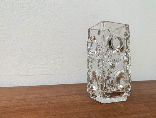 Mid-Century Swedish Brutalist Bubble Glass Block Vase by Josef Schott for Smalandshyttan, 1960s-UAH-1313814