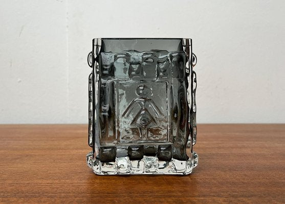 Mid-Century Swedish Brutalist Bubble Glass Block Vase by Josef Schott for Smålandshyttan, 1960s-UAH-1721007