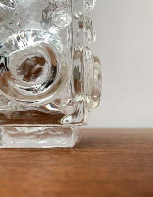 Mid-Century Swedish Brutalist Bubble Glass Block Vase by Josef Schott for Smalandshyttan, 1960s-UAH-1313814