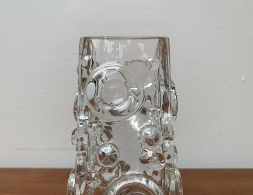 Mid-Century Swedish Brutalist Bubble Glass Block Vase by Josef Schott for Smalandshyttan, 1960s-UAH-1313814