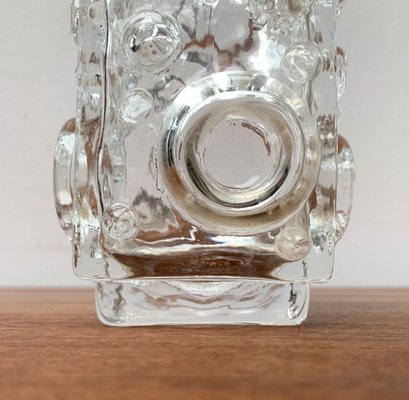 Mid-Century Swedish Brutalist Bubble Glass Block Vase by Josef Schott for Smalandshyttan, 1960s-UAH-1313814