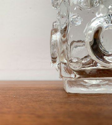 Mid-Century Swedish Brutalist Bubble Glass Block Vase by Josef Schott for Smalandshyttan, 1960s-UAH-1313814