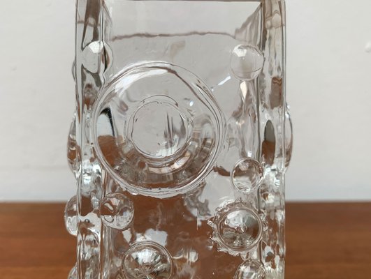 Mid-Century Swedish Brutalist Bubble Glass Block Vase by Josef Schott for Smalandshyttan, 1960s-UAH-1313814