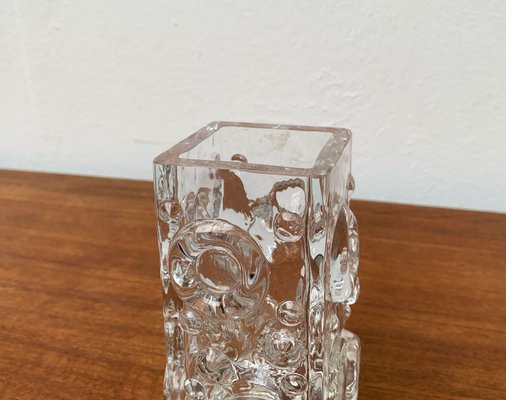 Mid-Century Swedish Brutalist Bubble Glass Block Vase by Josef Schott for Smalandshyttan, 1960s-UAH-1313814