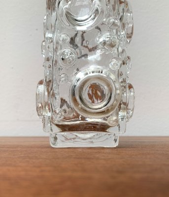 Mid-Century Swedish Brutalist Bubble Glass Block Vase by Josef Schott for Smalandshyttan, 1960s-UAH-1313814