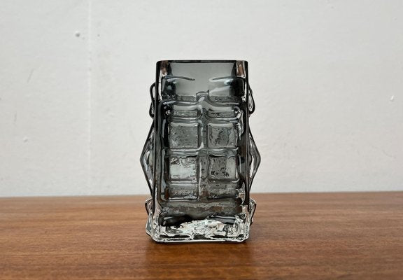 Mid-Century Swedish Brutalist Bubble Glass Block Vase by Josef Schott for Smålandshyttan, 1960s-UAH-1721007